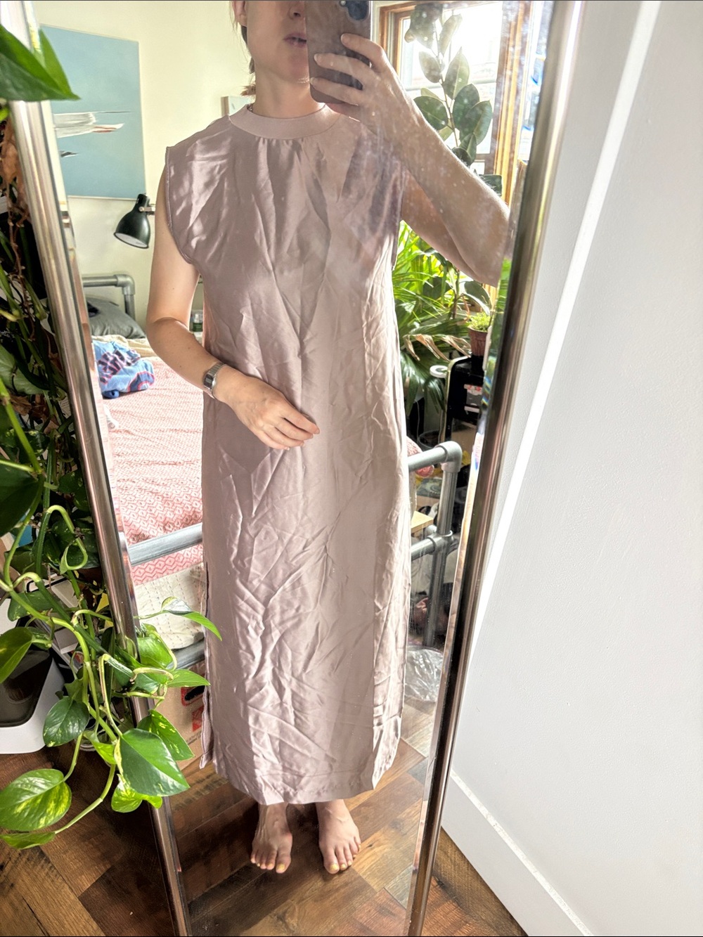 ASOS Sleeveless Midi Dress in Dusty Blush